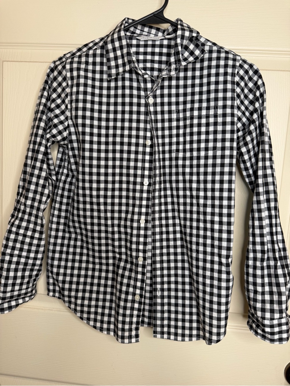Janie and Jack Black & White Gingham Button-Down Shirt
